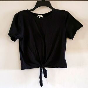 Black Front Tie Crop Top